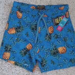 Surf Society Swim Trunks Mens Medium Blue Pineapple Print Tropical Board Shorts